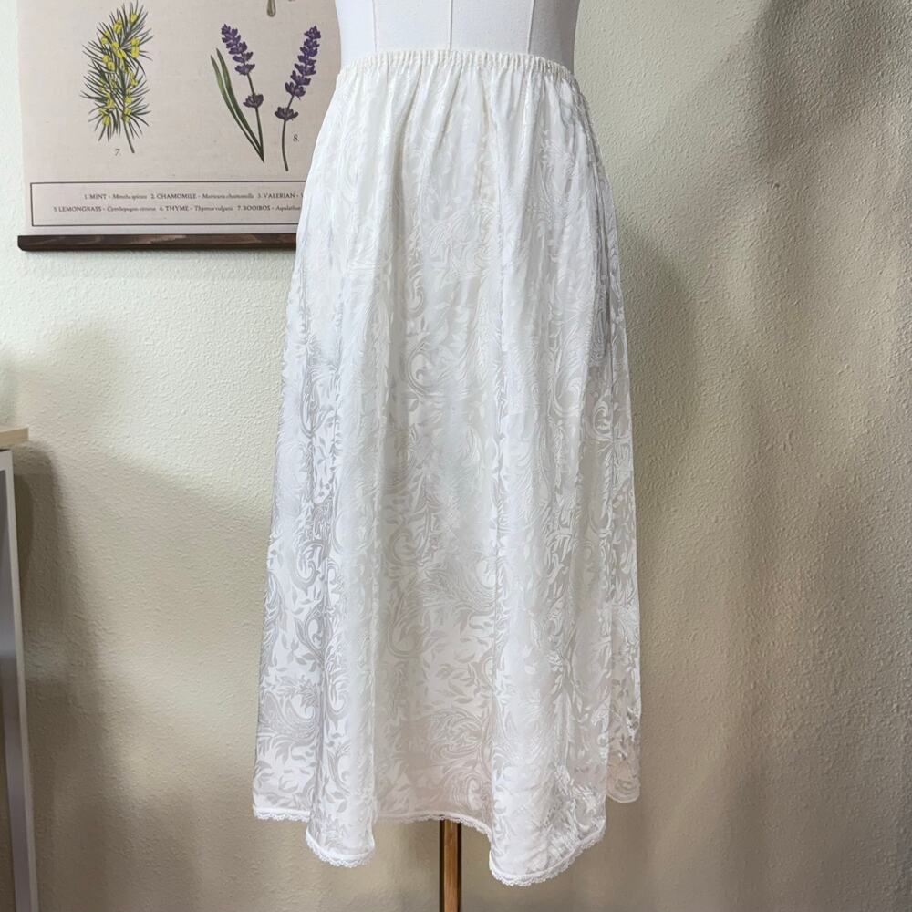 Vintage Satin Lace Slip Skirt Garden Party Femme Coquette Romantic Dolly S M